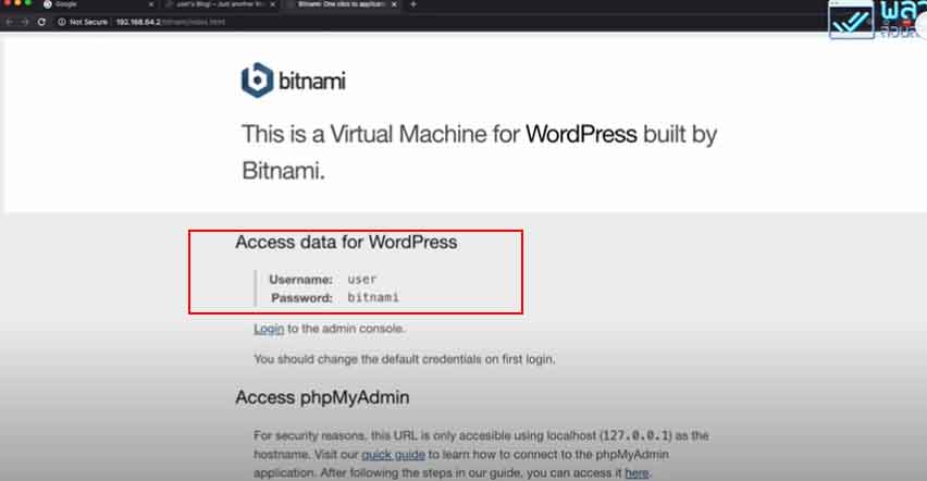 รหัสผ่านเริ่มต้นของ Bitnami บนเครื่อง Mac